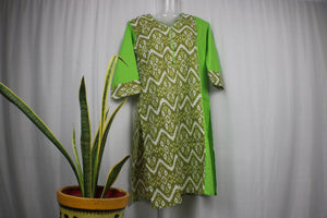 TLFABk-0005b/Ikkat Print-Green Long Kurtis