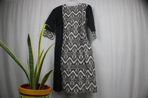 TLFABk-0005c/Ikkat Print-Black Long Kurtis