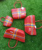 TLBAS-0017/Red vibrant grocery bag/Malligai -multi-cross colour baskets