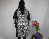 TLFABk-0005c/Ikkat Print-Black Long Kurtis