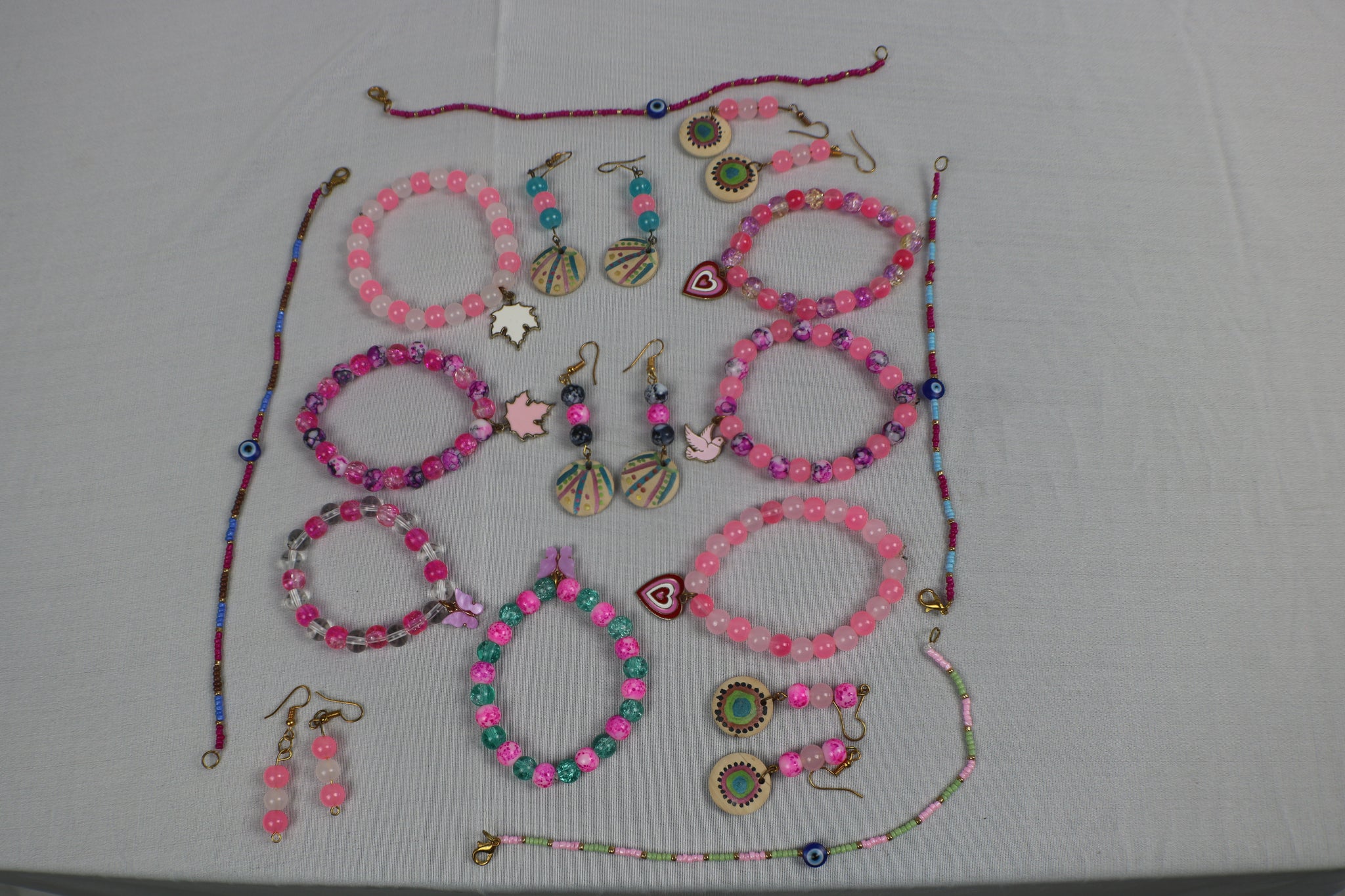 TLBDS-008/Beaded coloured combination of bracelets, anklets, earrings-set