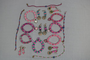 TLBDS-008/Beaded coloured combination of bracelets, anklets, earrings-set