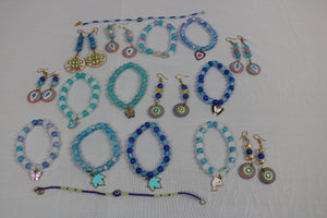 TLBDS-008/Beaded coloured combination of bracelets, anklets, earrings-set