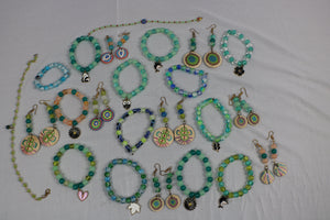 TLBDS-008/Beaded coloured combination of bracelets, anklets, earrings-set