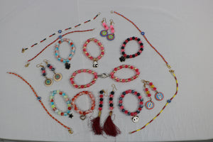 TLBDS-008/Beaded coloured combination of bracelets, anklets, earrings-set