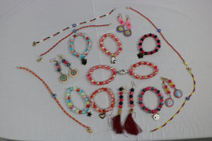 TLBDS-008/Beaded coloured combination of bracelets, anklets, earrings-set