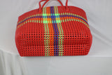 TLBAS-0017/Red vibrant grocery bag/Malligai -multi-cross colour baskets