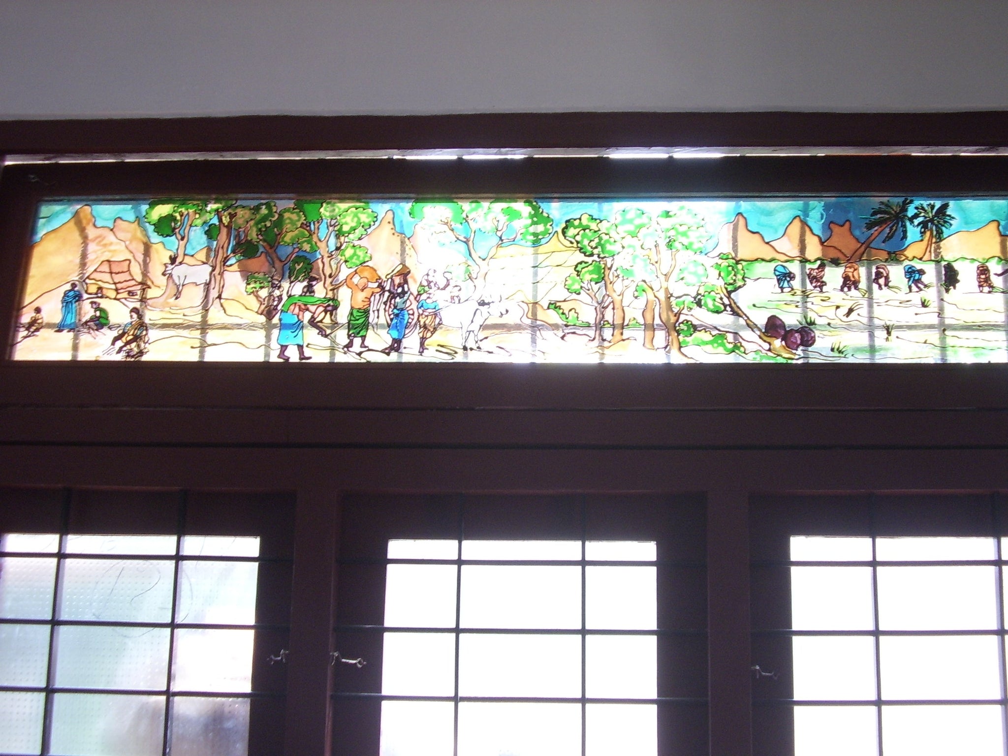 TLELI-Glass Painting ‘Village Activity’-library - Thalir Leed®